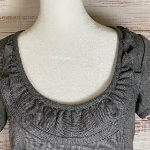 GAP Women’s Wool Blend Gray Shift Dress Size 0 XS Scoop Neck Short Sleeve - Picture 2 of 15
